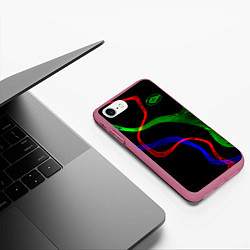 Чехол iPhone 7/8 матовый Неоновый хаос 3DNeon chaos 3D, цвет: 3D-малиновый — фото 2