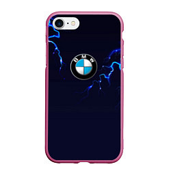 Чехол iPhone 7/8 матовый BMW разряд молнии, цвет: 3D-малиновый