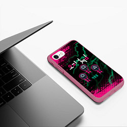 Чехол iPhone 7/8 матовый Игра в кальмара разряд молнии, цвет: 3D-малиновый — фото 2