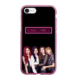 Чехол iPhone 7/8 матовый BLACKPINK NEON, цвет: 3D-малиновый