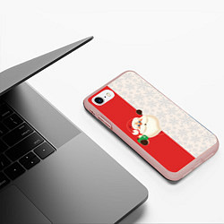 Чехол iPhone 7/8 матовый Дед Мороз селфи, цвет: 3D-светло-розовый — фото 2