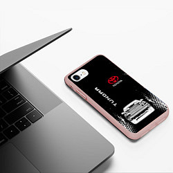 Чехол iPhone 7/8 матовый Toyota Tundra Следы шин, цвет: 3D-светло-розовый — фото 2