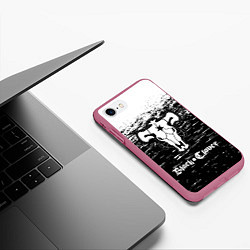 Чехол iPhone 7/8 матовый Чёрный клевер: Бык, цвет: 3D-малиновый — фото 2