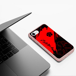 Чехол iPhone 7/8 матовый Чёрный клевер: Black clover, цвет: 3D-светло-розовый — фото 2