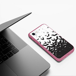 Чехол iPhone 7/8 матовый Летучие кровососы, цвет: 3D-малиновый — фото 2