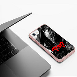 Чехол iPhone 7/8 матовый BERSERK ЧБ БЕРСЕРК, цвет: 3D-светло-розовый — фото 2