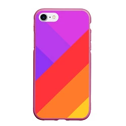 Чехол iPhone 7/8 матовый РАДУЖНАЯ ГЕОМЕТРИЯ RAINBOW GEOMETRY, цвет: 3D-малиновый