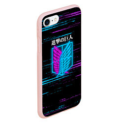 Чехол iPhone 7/8 матовый Атака Титанов: Неон, цвет: 3D-светло-розовый — фото 2