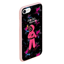 Чехол iPhone 7/8 матовый Удивление - сериал Игра в кальмара, цвет: 3D-светло-розовый — фото 2