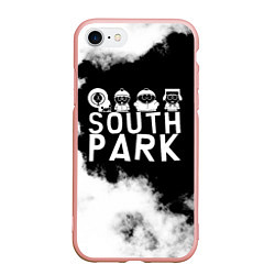 Чехол iPhone 7/8 матовый Все пацаны на черном фоне Южный Парк, цвет: 3D-светло-розовый