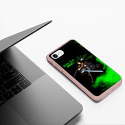 Чехол iPhone 7/8 матовый Атака титанов ядовитый зеленый дым Леви Аккерман, цвет: 3D-светло-розовый — фото 2