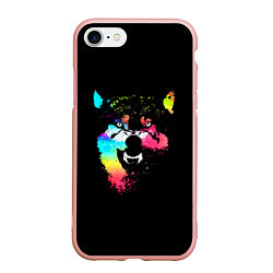 Чехол iPhone 7/8 матовый Неоновый свирепый волк, цвет: 3D-светло-розовый