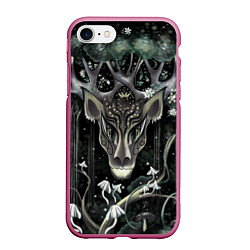 Чехол iPhone 7/8 матовый Король олень, цвет: 3D-малиновый