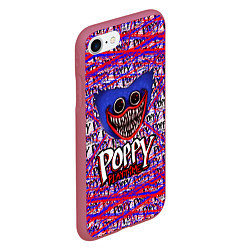 Чехол iPhone 7/8 матовый Huggy Wuggy: Poppy Pattern, цвет: 3D-малиновый — фото 2