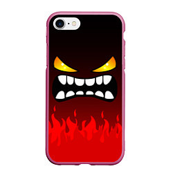 Чехол iPhone 7/8 матовый Geometry Dash: Anger Smile, цвет: 3D-малиновый