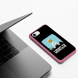 Чехол iPhone 7/8 матовый I WANT TO BEERLIEVE Я ВЕРЮ В ПИВО, цвет: 3D-малиновый — фото 2