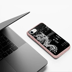 Чехол iPhone 7/8 матовый Японский Дракон Иероглифы Dragon Japan, цвет: 3D-светло-розовый — фото 2