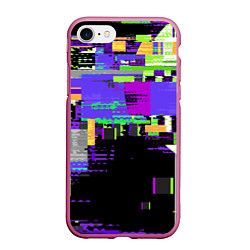 Чехол iPhone 7/8 матовый Глитч эффект, цвет: 3D-малиновый