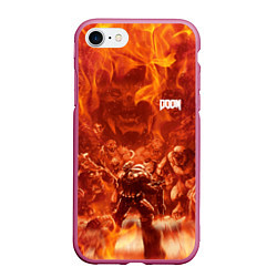 Чехол iPhone 7/8 матовый Hell Monster vs Doom, цвет: 3D-малиновый