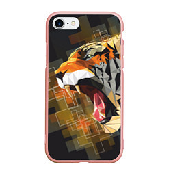 Чехол iPhone 7/8 матовый Тигр в гневе, цвет: 3D-светло-розовый