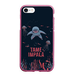 Чехол iPhone 7/8 матовый Tame impala under water, цвет: 3D-малиновый