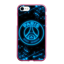 Чехол iPhone 7/8 матовый PSG NEON STYLE SPORT ПСГ НЕОН, цвет: 3D-малиновый