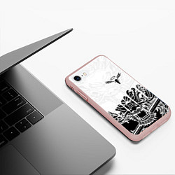 Чехол iPhone 7/8 матовый WALHALLA TEAM НА СПИНЕ БЕЛЫЙ ДРАКОН, цвет: 3D-светло-розовый — фото 2