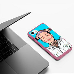 Чехол iPhone 7/8 матовый Оливер с усами, цвет: 3D-малиновый — фото 2