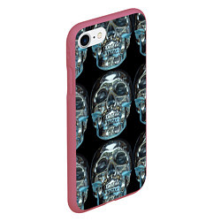 Чехол iPhone 7/8 матовый Skulls pattern 2028, цвет: 3D-малиновый — фото 2