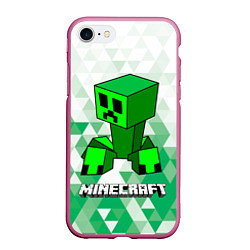 Чехол iPhone 7/8 матовый Minecraft Creeper ползучий камикадзе, цвет: 3D-малиновый