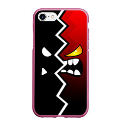 Чехол iPhone 7/8 матовый Geometry Dash: Black x Red, цвет: 3D-малиновый