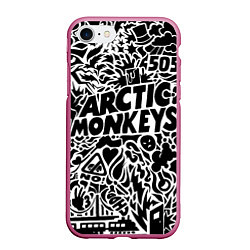 Чехол iPhone 7/8 матовый Arctic monkeys Pattern, цвет: 3D-малиновый