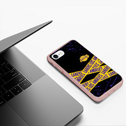 Чехол iPhone 7/8 матовый LAKERS LOGO БРЫЗГИ КРАСОК, цвет: 3D-светло-розовый — фото 2