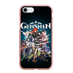 Чехол iPhone 7/8 матовый GENSHIN IMPACT HEROES SPACE, цвет: 3D-светло-розовый