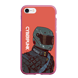Чехол iPhone 7/8 матовый Cyberpunk Спина, цвет: 3D-малиновый