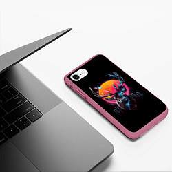 Чехол iPhone 7/8 матовый ПОЛИГОНАЛЬНЫЙ ОЛЕНЬ, цвет: 3D-малиновый — фото 2