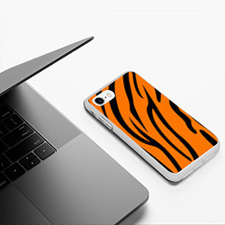 Чехол iPhone 7/8 матовый Текстура тиграtiger, цвет: 3D-белый — фото 2