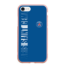 Чехол iPhone 7/8 матовый PSG PARIS SAINT GERMAIN WHITE LINE SPORT, цвет: 3D-светло-розовый