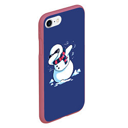 Чехол iPhone 7/8 матовый Dab Snowman in a scarf, цвет: 3D-малиновый — фото 2