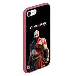 Чехол iPhone 7/8 матовый God of War красные разводы, цвет: 3D-малиновый — фото 2