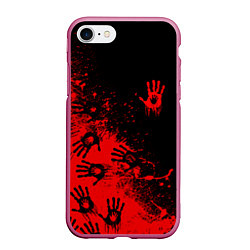 Чехол iPhone 7/8 матовый Death Stranding Отпечаток рук паттерн, цвет: 3D-малиновый