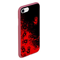 Чехол iPhone 7/8 матовый Death Stranding Отпечаток рук паттерн, цвет: 3D-малиновый — фото 2