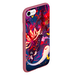 Чехол iPhone 7/8 матовый Ху тао Летит вниз с призраком Genshin impact, цвет: 3D-малиновый — фото 2