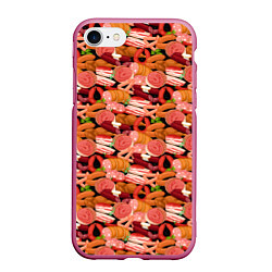 Чехол iPhone 7/8 матовый Мясные Продукты, цвет: 3D-малиновый