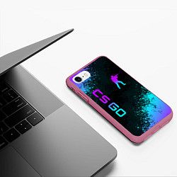 Чехол iPhone 7/8 матовый CS GO NEON SYMBOL STYLE SKIN КС ГО НЕОН, цвет: 3D-малиновый — фото 2