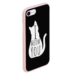 Чехол iPhone 7/8 матовый I Meow You I love you, цвет: 3D-светло-розовый — фото 2