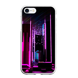 Чехол iPhone 7/8 матовый Ночной город в киберпанке, цвет: 3D-белый