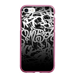 Чехол iPhone 7/8 матовый GRAFFITI WHITE TAGS ГРАФФИТИ, цвет: 3D-малиновый