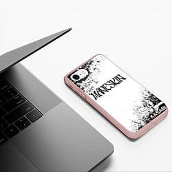 Чехол iPhone 7/8 матовый MANESKIN, ЛОГО РОК ГРУПП ЧЁРНО БЕЛОЕ, цвет: 3D-светло-розовый — фото 2