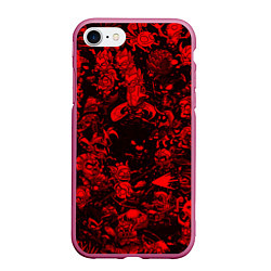 Чехол iPhone 7/8 матовый DOTA 2 HEROES RED PATTERN ДОТА 2, цвет: 3D-малиновый